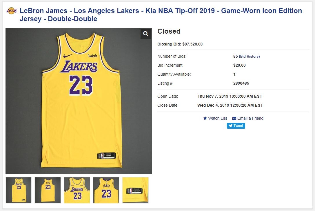 LeBron James - Los Angeles Lakers - Kia NBA Tip-Off 2019 - Game-Worn Icon  Edition Jersey - Double-Double