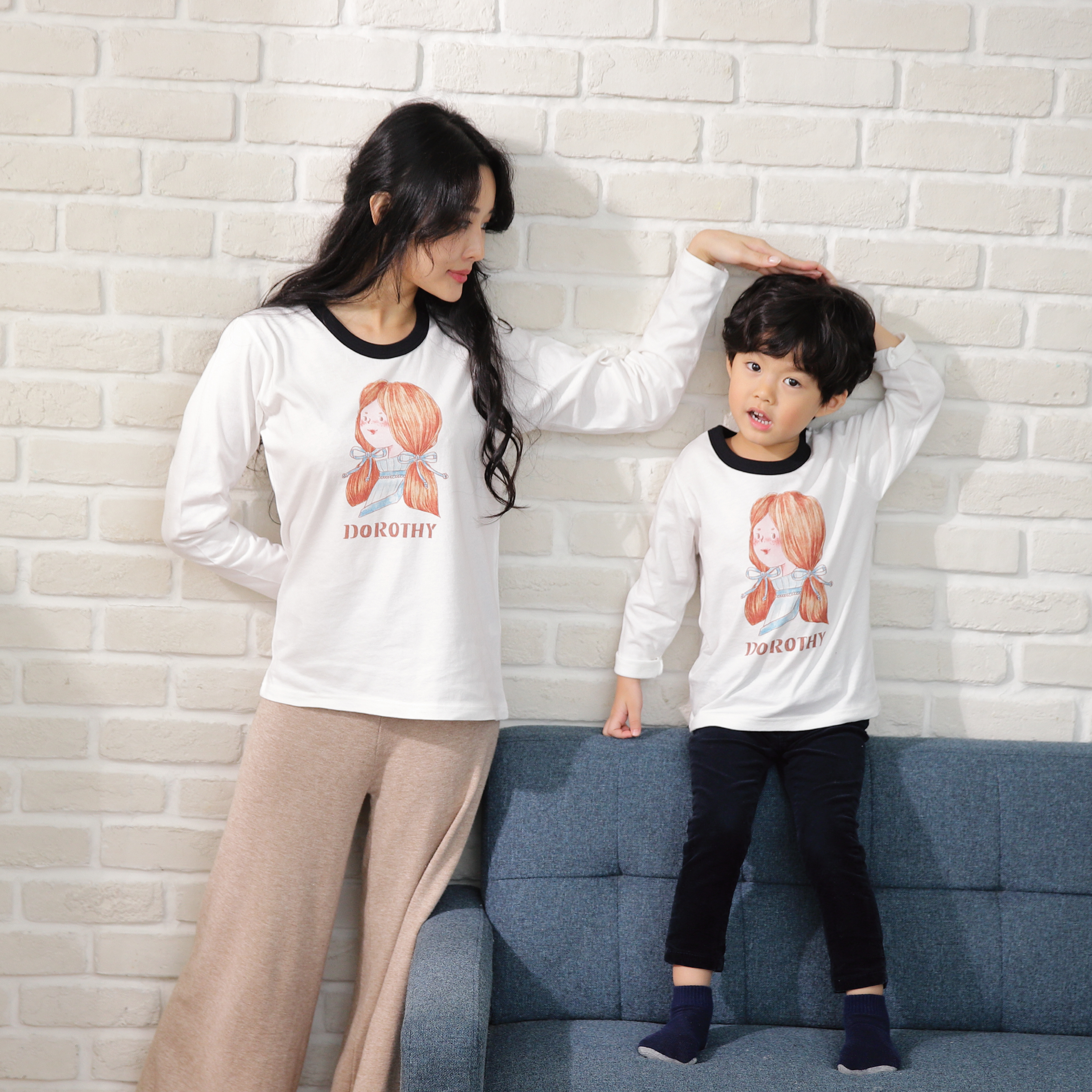 小三福 三福 100%純棉手繪風親子薄長T