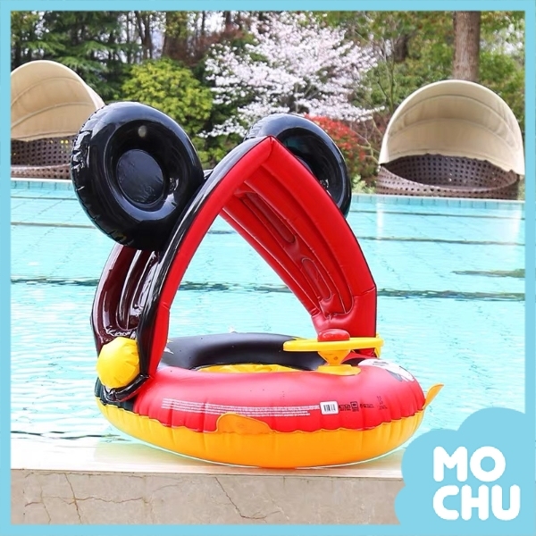 黑紅米奇兒童泳圈(遮陽棚款)