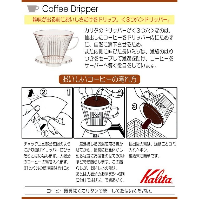 Kalita - 平底咖啡濾杯101D - 透明, 附量匙 / 1-2人用