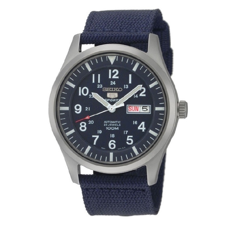 Seiko 精工 5 Sports Blue Military Men's Watch Automatic Nylon Strap SNZG11 SNZG11K1 藍色軍錶男士腕錶 自動機械錶 尼龍錶帶