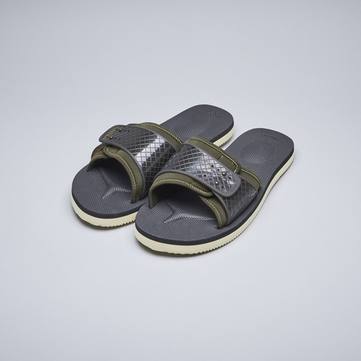 [出清商品售出無退換] SUICOKE SIV OG-100 墨綠色 拖鞋 奶油底 透明穿孔 扣環 魔鬼氈 一般大底【SK20100OL】