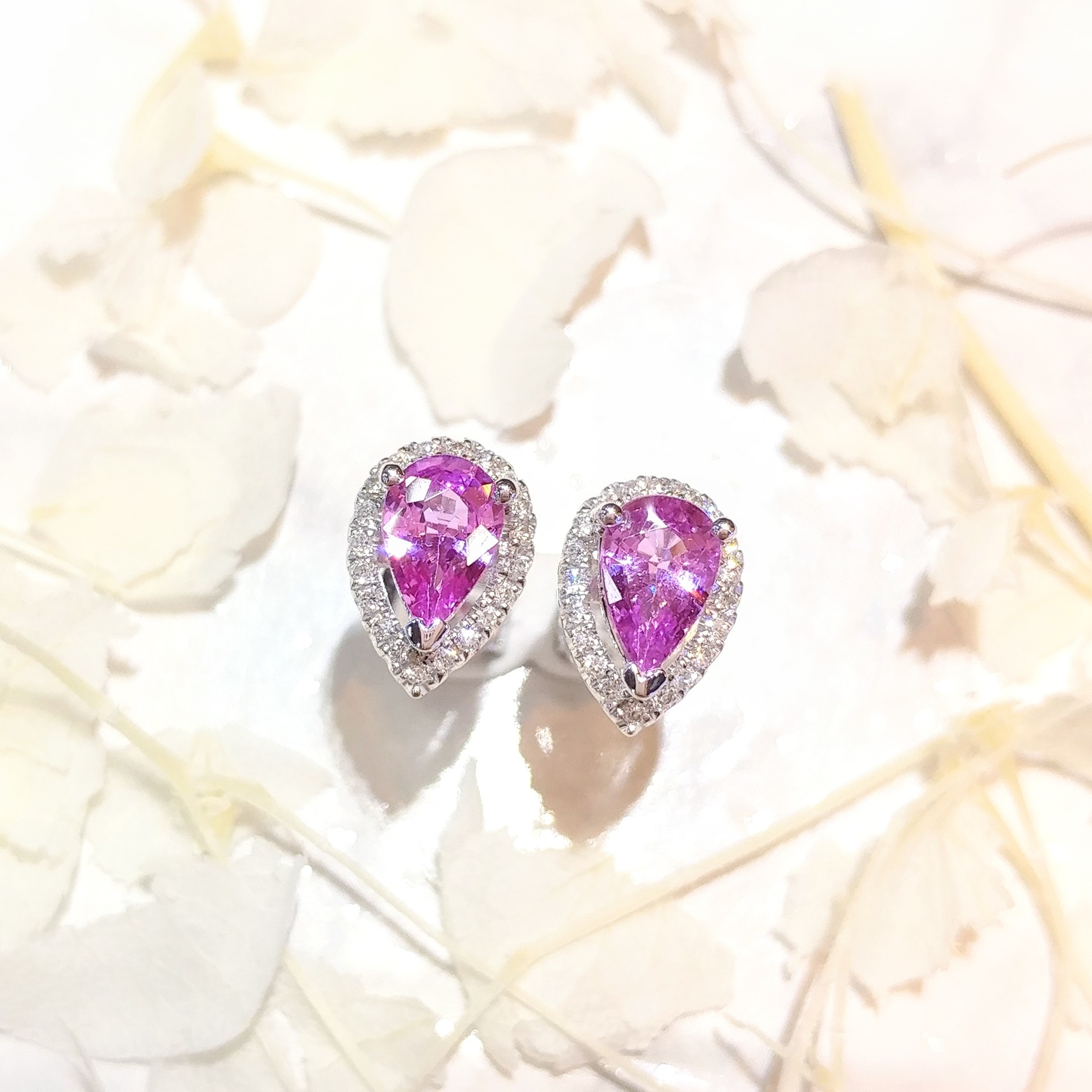 18K White Gold 0.84ct Sapphire and Diamond Earrings