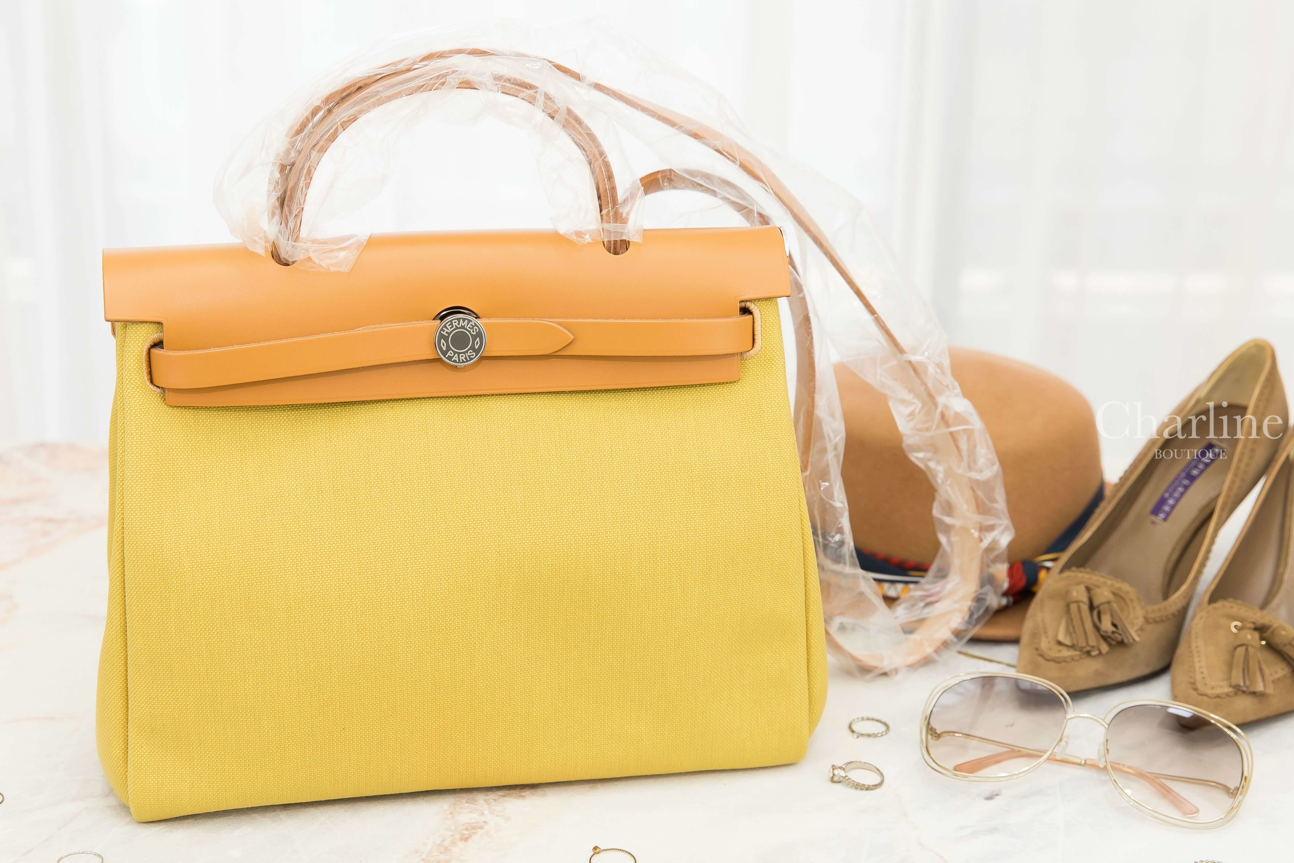 Hermès Herbag Zip 31cm Retourne 2K Ginger Toile Militaire / 21Naturel-Sable Vache Hunter 薑黃色拼自然砂色銀釦手提肩背包