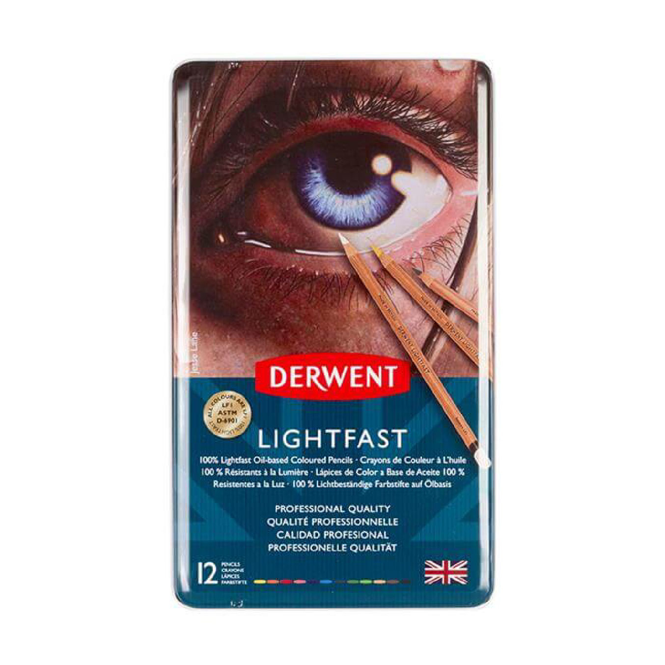 【DERWENT 德爾文】 LIGHTFAST油性色鉛12色-鐵盒裝 DW2302719