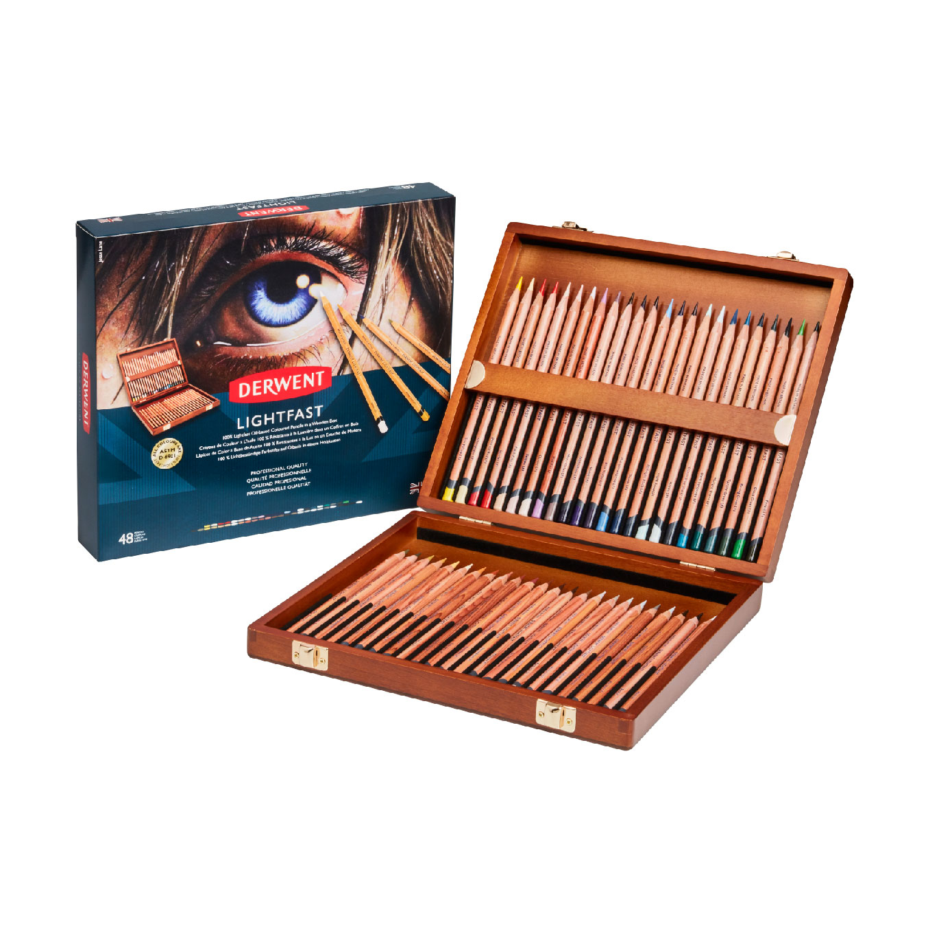 【DERWENT 德爾文】 LIGHTFAST油性色鉛48色-木盒裝 DW2305692
