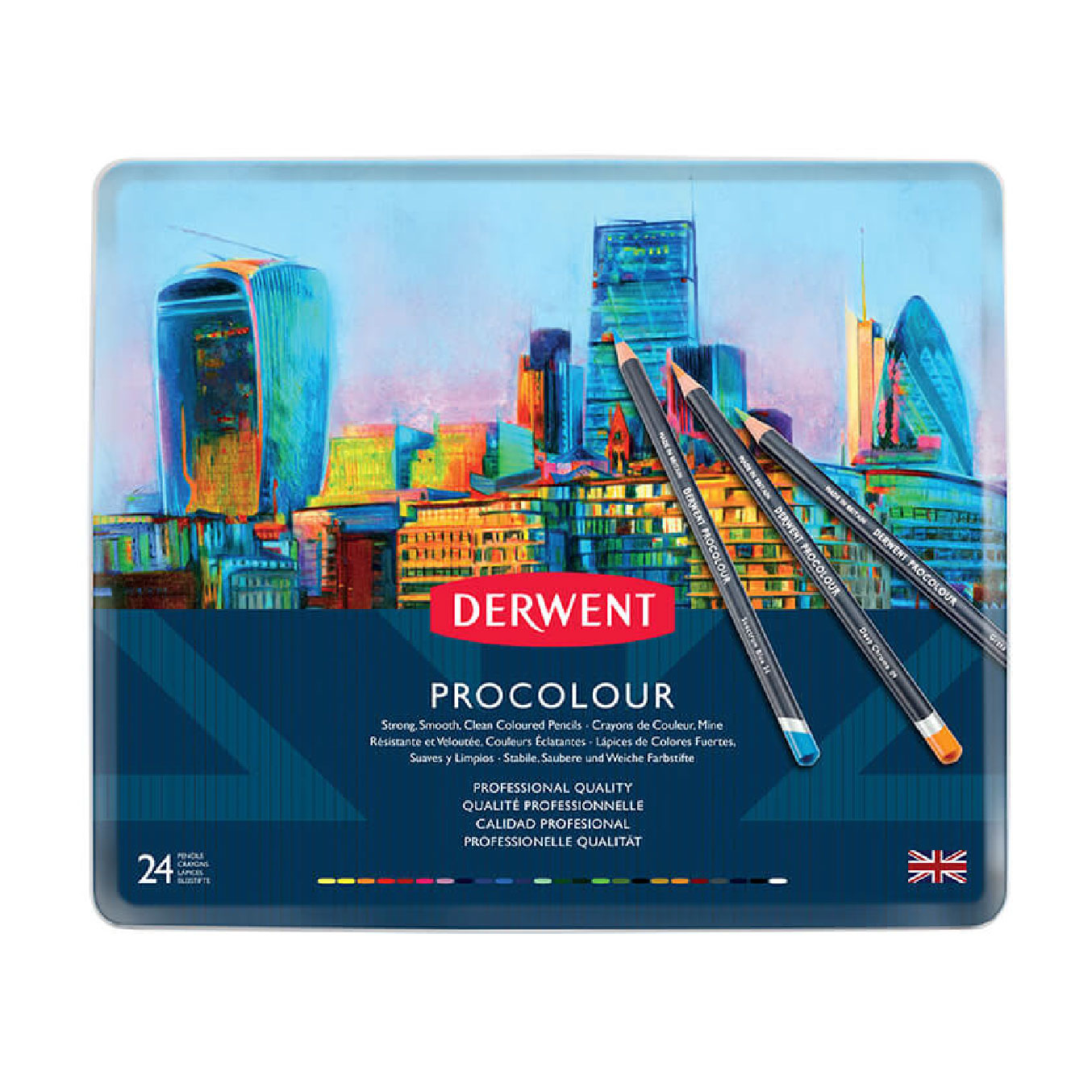 【DERWENT 德爾文】 PROCOLOUR油性色鉛24色-鐵盒裝 DW2302506