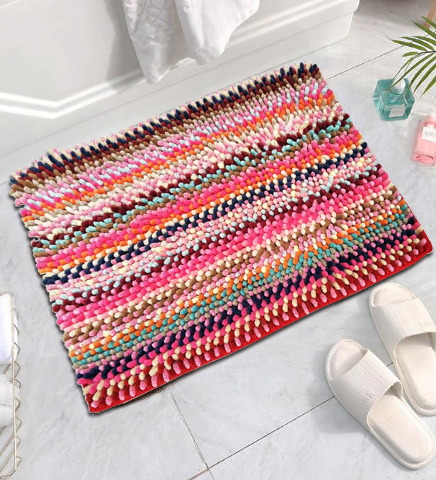 波西米亞風格吸水踏墊(40x60cm)_紫紅彩