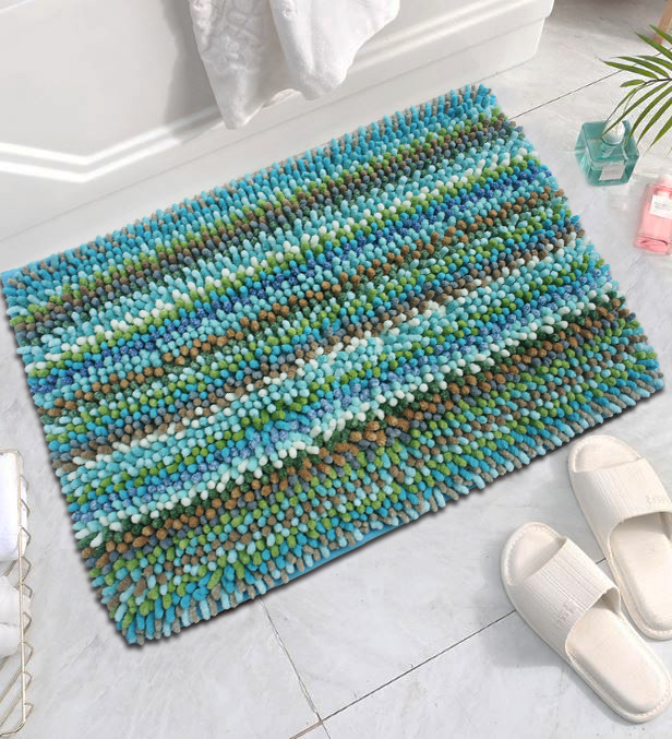 波西米亞風格吸水踏墊(40x60cm)_藍綠彩