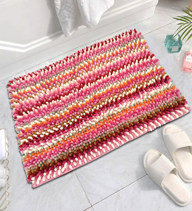 波西米亞風格吸水踏墊(40x60cm)_紅粉彩