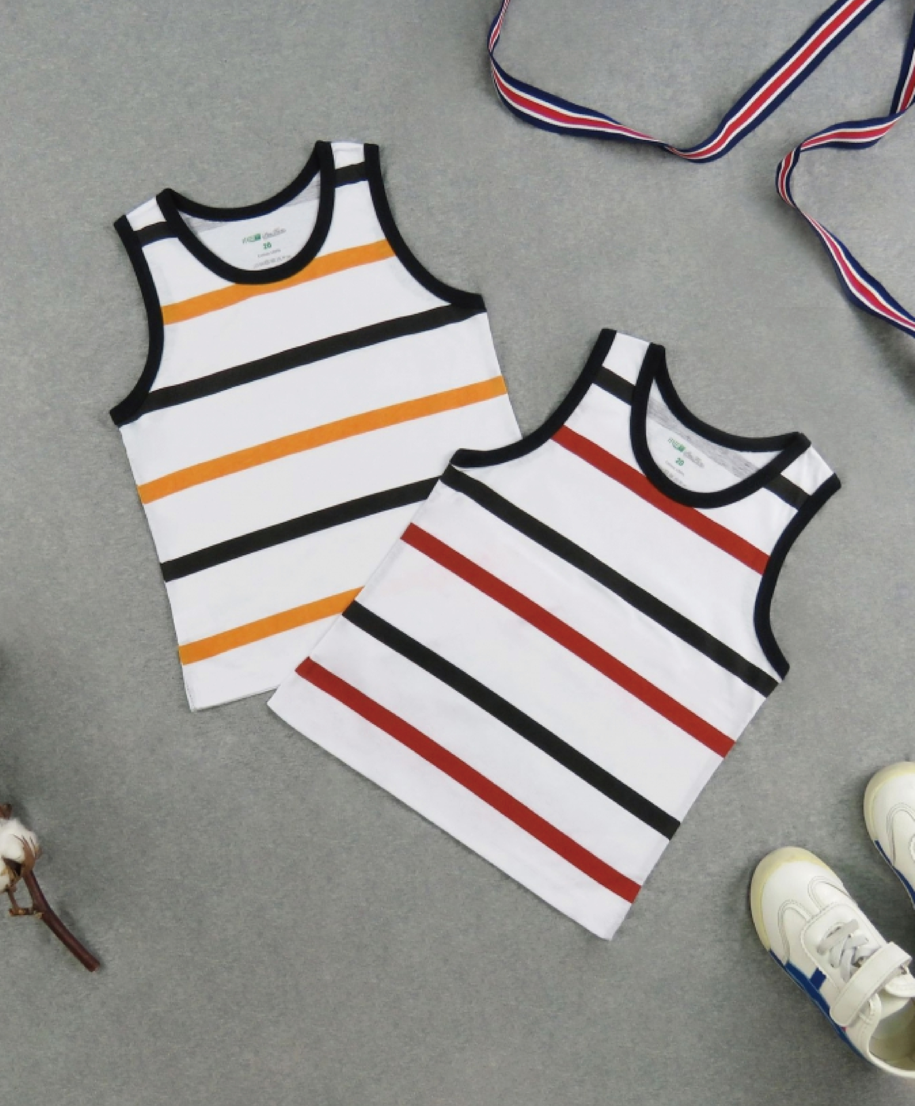 小三福 三福 100%純棉兒童條紋小背心兩件組