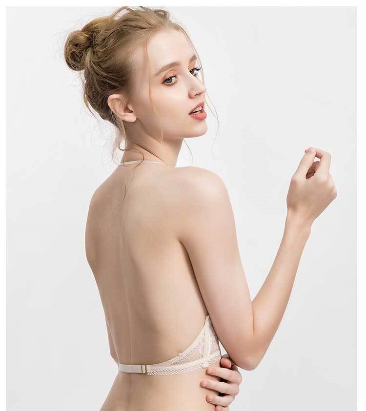大露背 U型美背內衣 (蕾絲/素面)(3色)