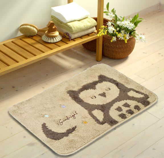 可愛動物造型絨毛吸水踏墊(38x58cm)_貓頭鷹