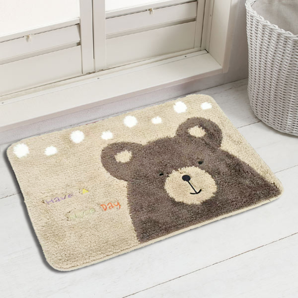可愛動物造型絨毛吸水踏墊(38x58cm)_咖啡熊