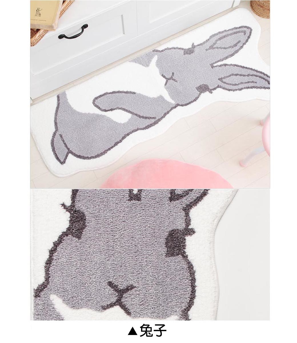 動物造型絨毛吸水長踏墊(50x120cm)_兔子