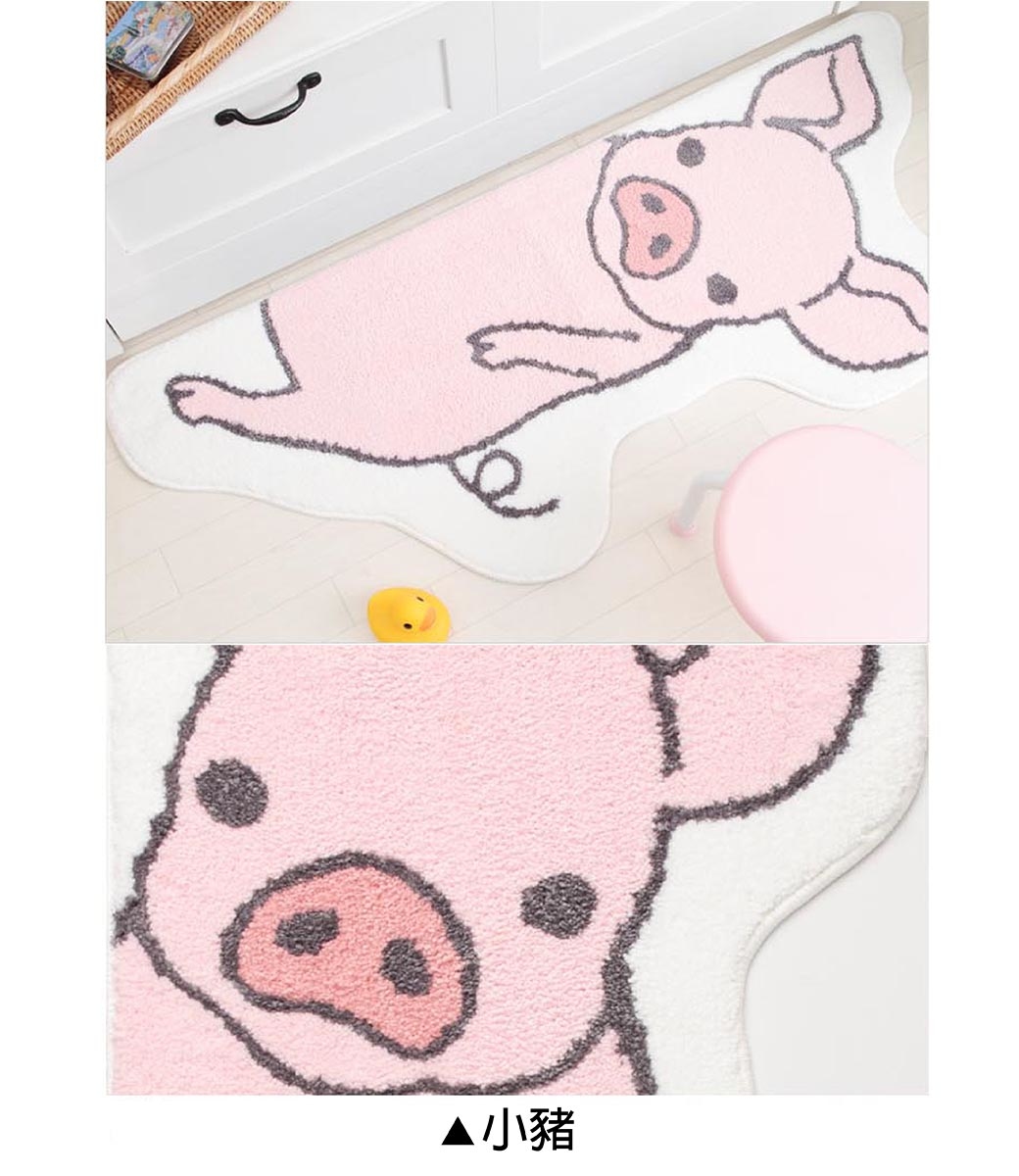 動物造型絨毛吸水長踏墊(50x120cm)_小豬