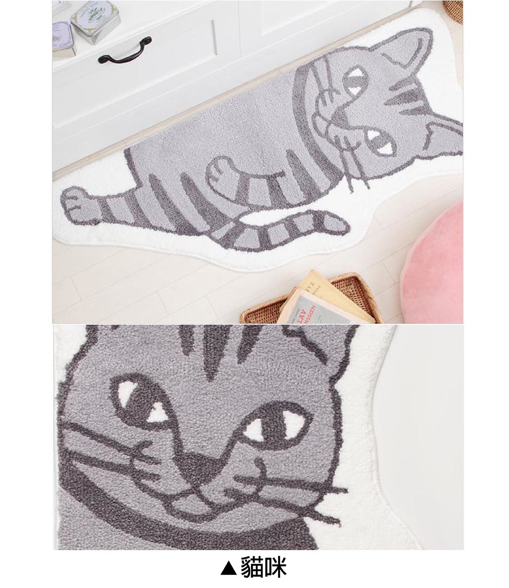 動物造型絨毛吸水長踏墊(50x120cm)_貓咪