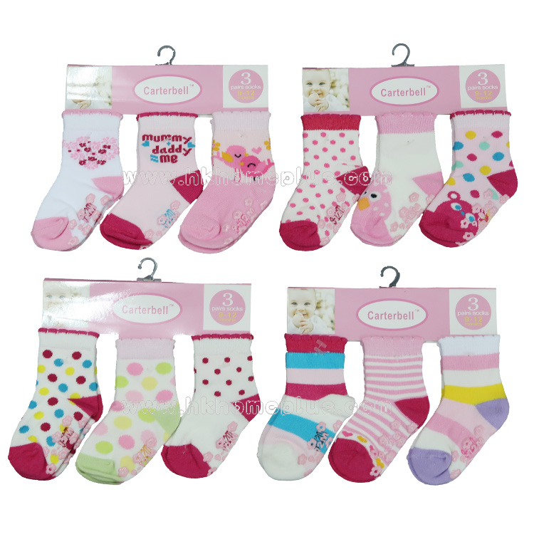 3對裝 Carterbell: 嬰兒防滑短襪 6-12個月