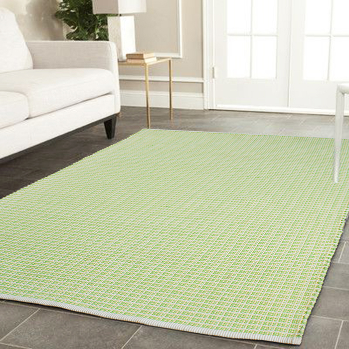 純棉彩編地毯(140x200cm)-黃綠色