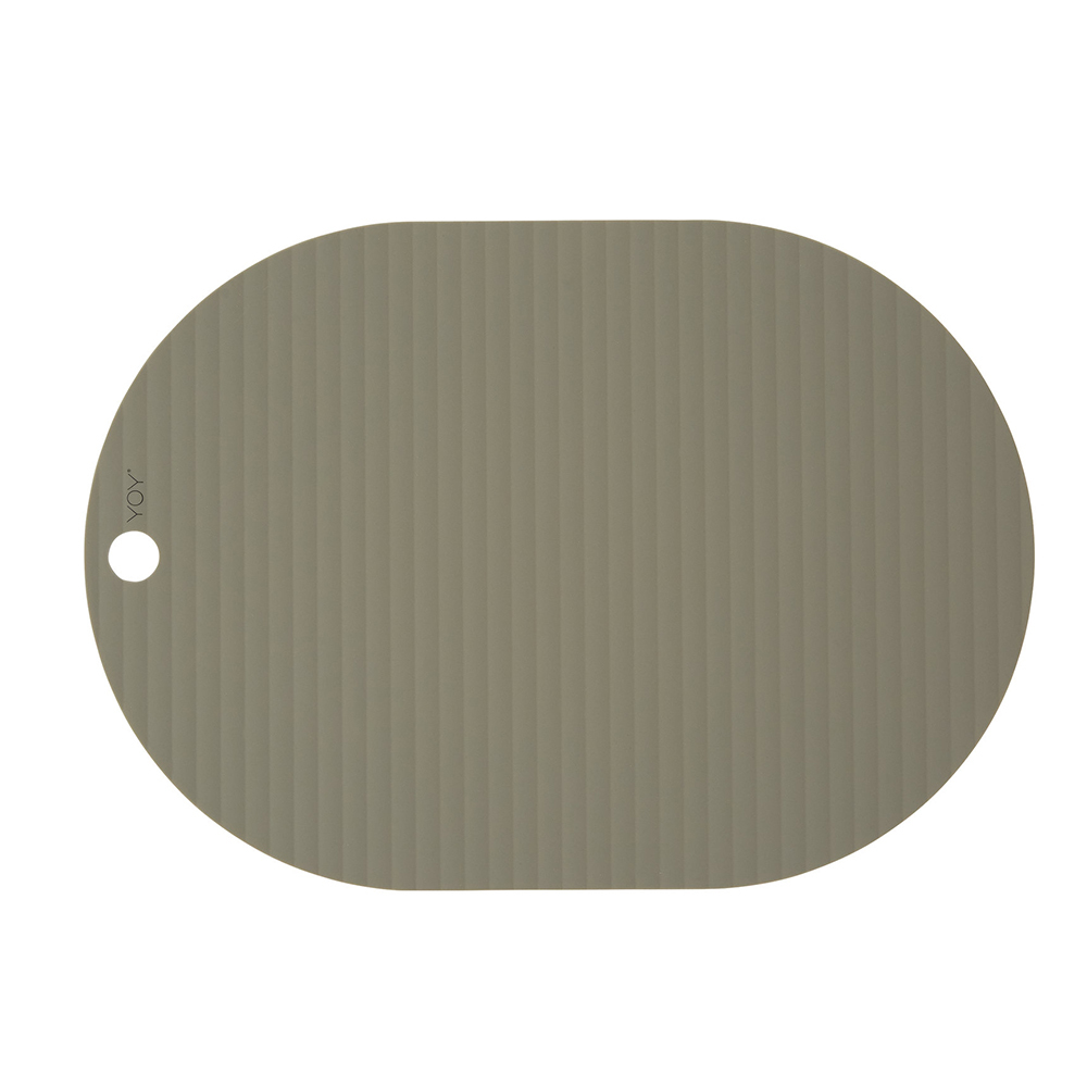 OYOY 橢圓形矽膠餐墊 / 橄欖綠 (2入組)