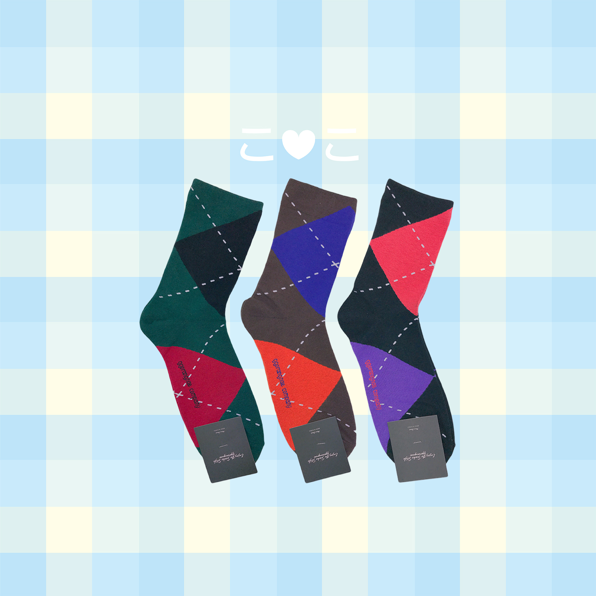 正韓菱形虛線造型長襪