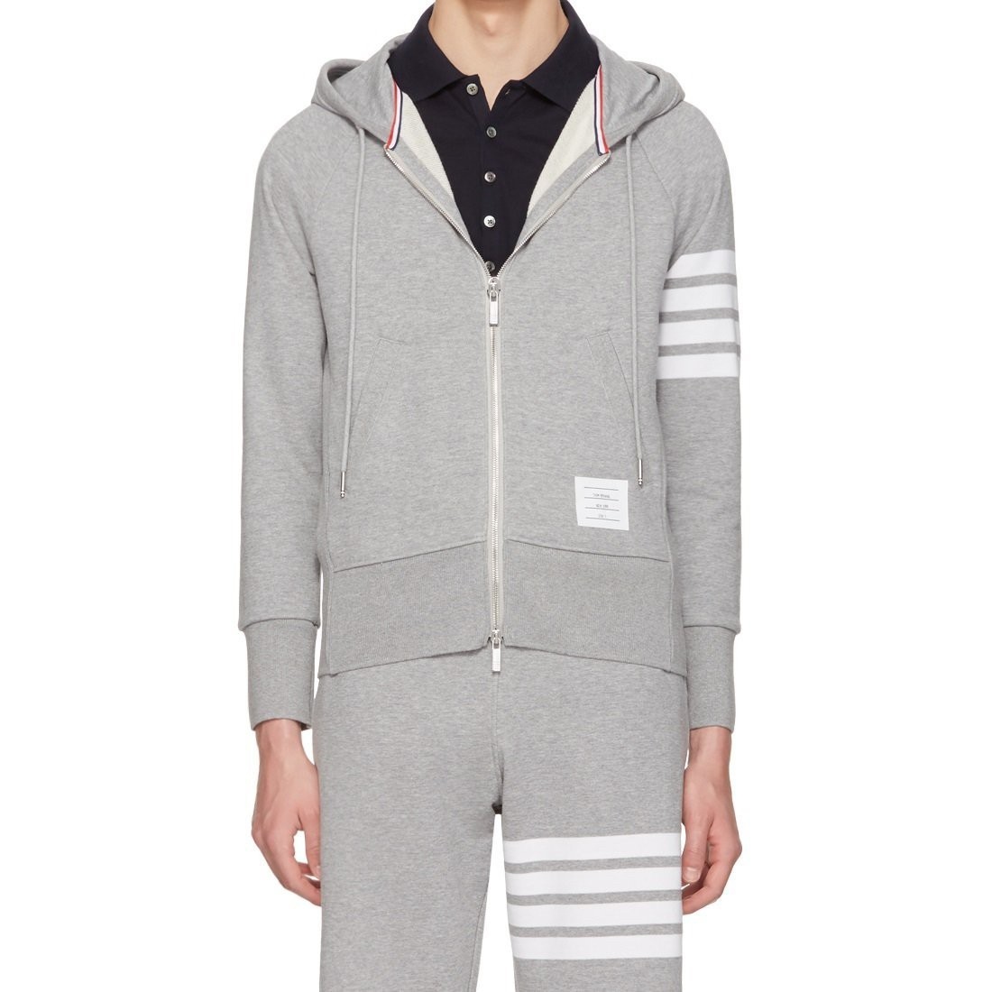 Thom Browne 經典 四線 棉圈 灰色 連帽 外套