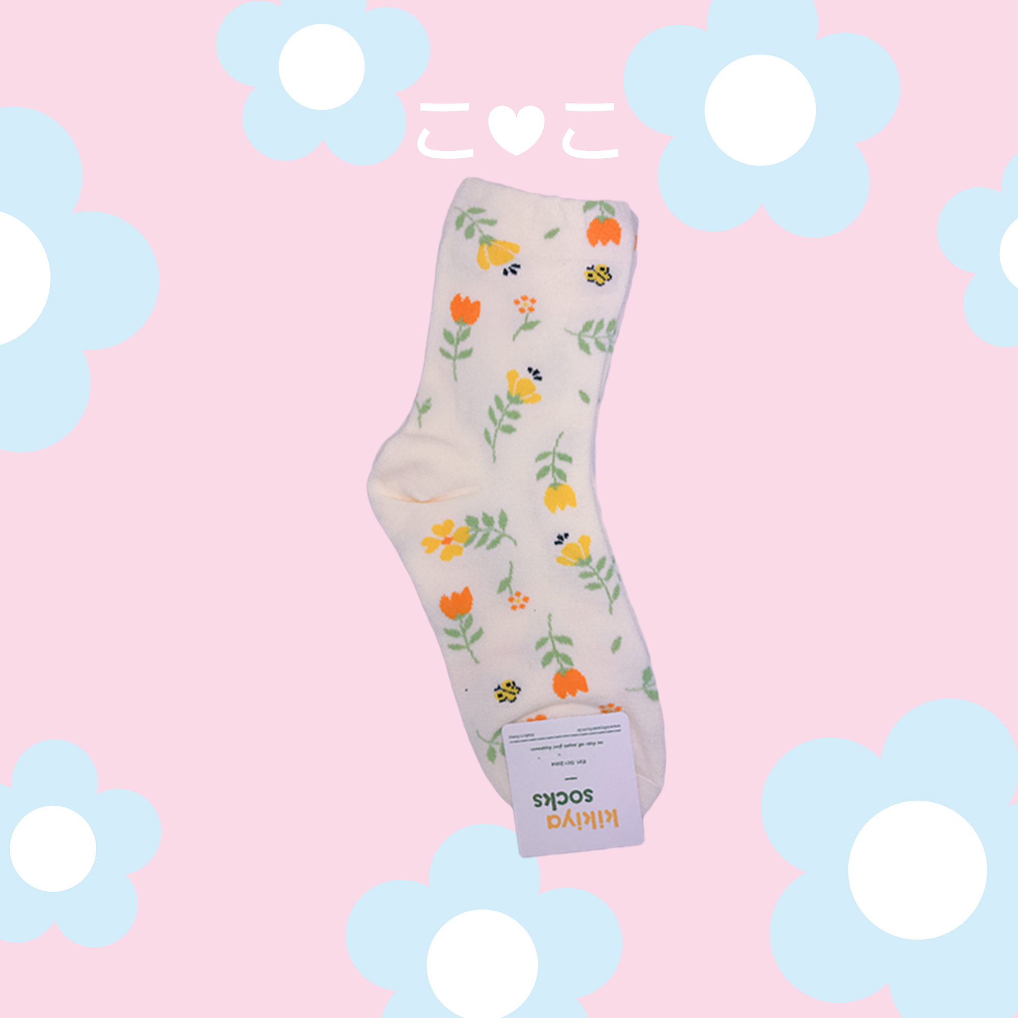 正韓小碎花糖果色襪子