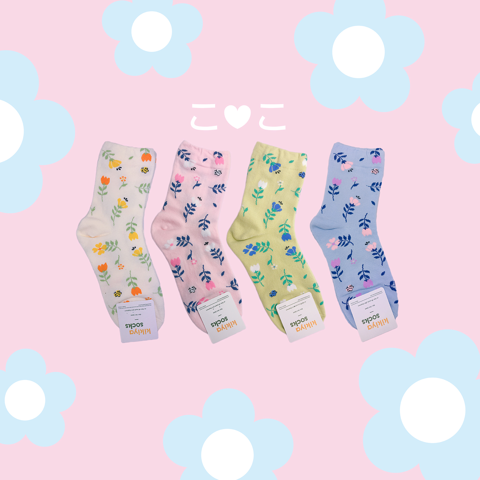 正韓小碎花糖果色襪子