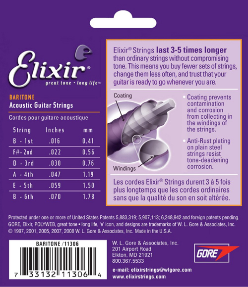 美國Elixir 80/20 Bronze Nanoweb 11306(16~70) 木吉他弦