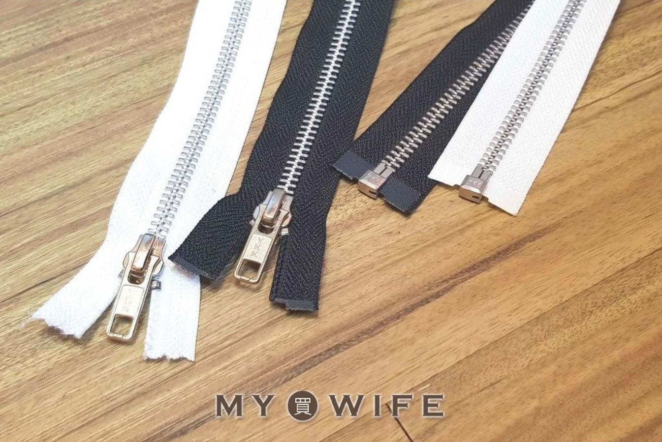 【YKK】5號銀齒(鋁齒)夾克拉鍊_6個尺寸(黑白布條)