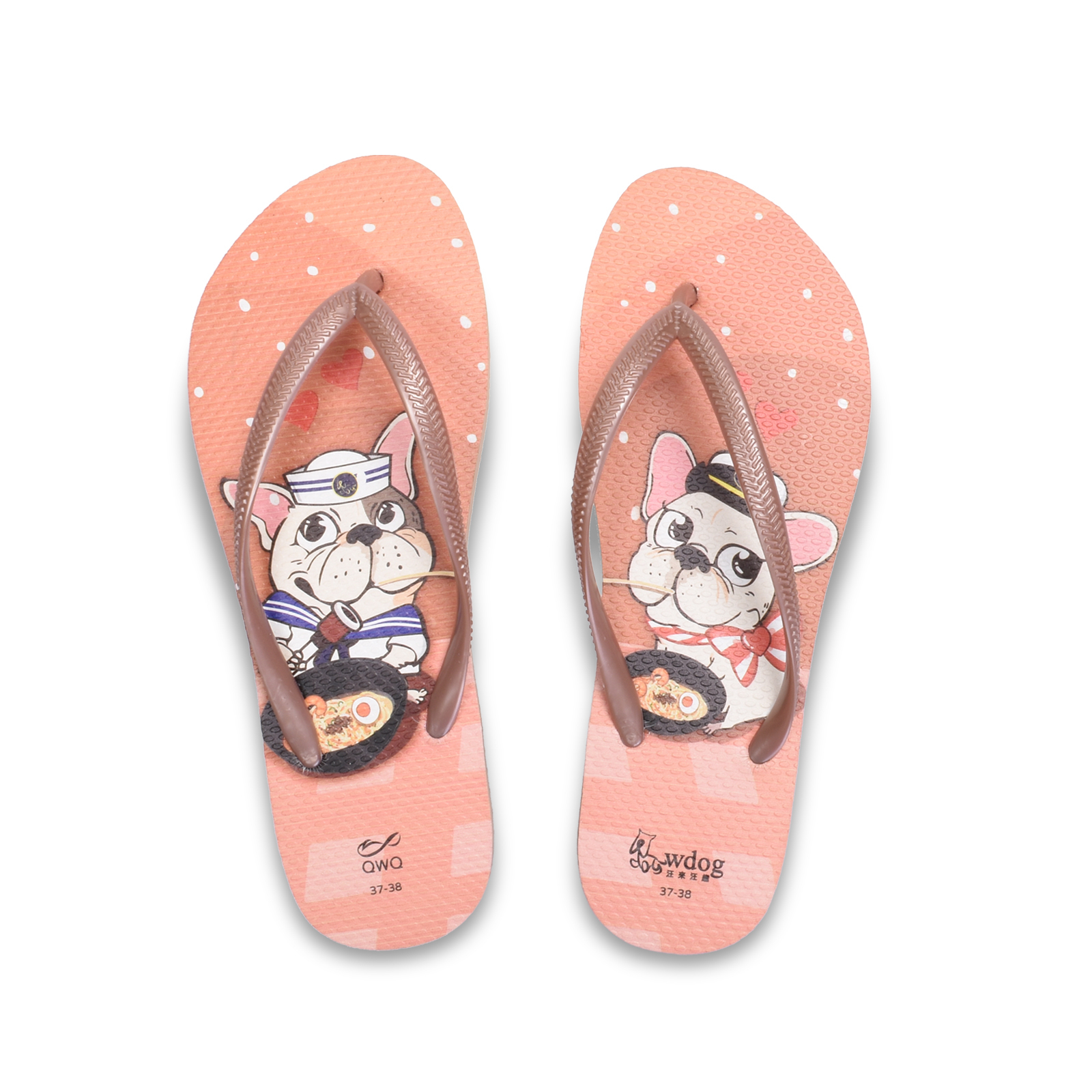 汪來汪趣 海軍 女款細帶人字夾腳拖鞋 薔薇金色