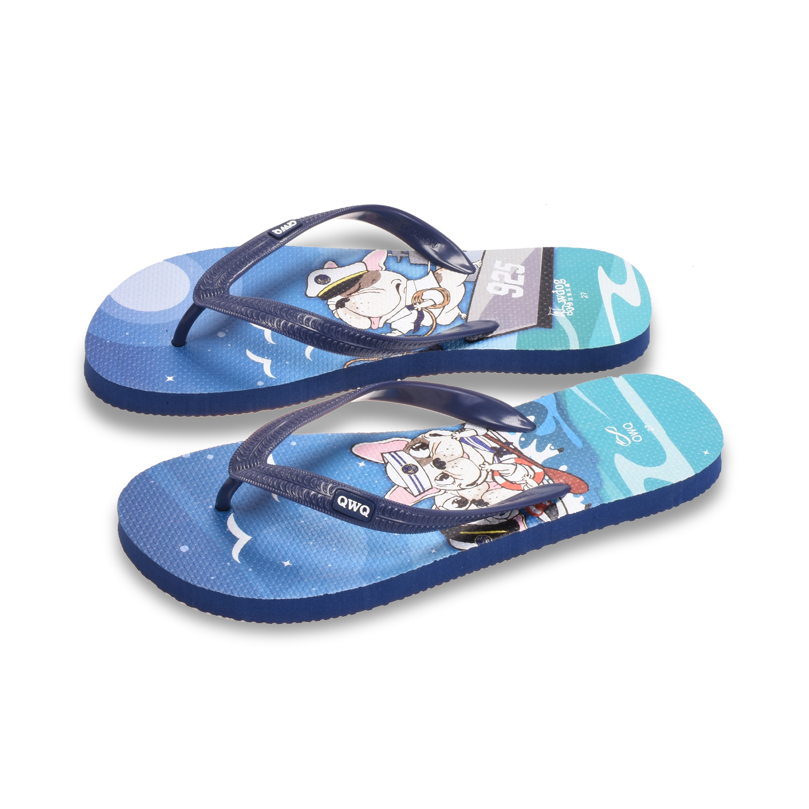 汪來汪趣 德陽艦 男款粗帶人字夾腳拖鞋 藍色