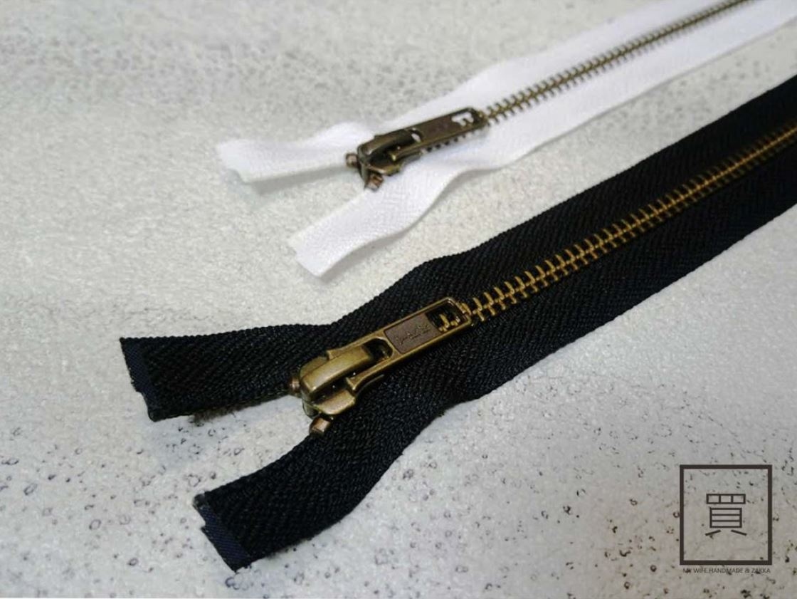 【YKK】5號古銅齒夾克拉鍊_5個尺寸(黑白布條)