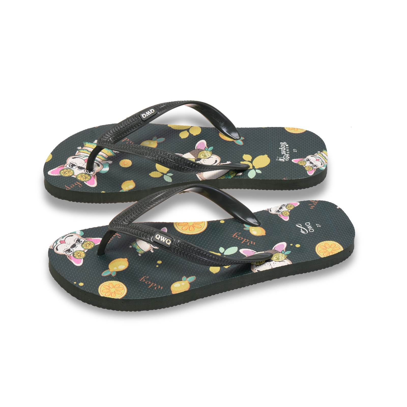 汪來汪趣 小檸檬 男款粗帶人字夾腳拖鞋 綠色