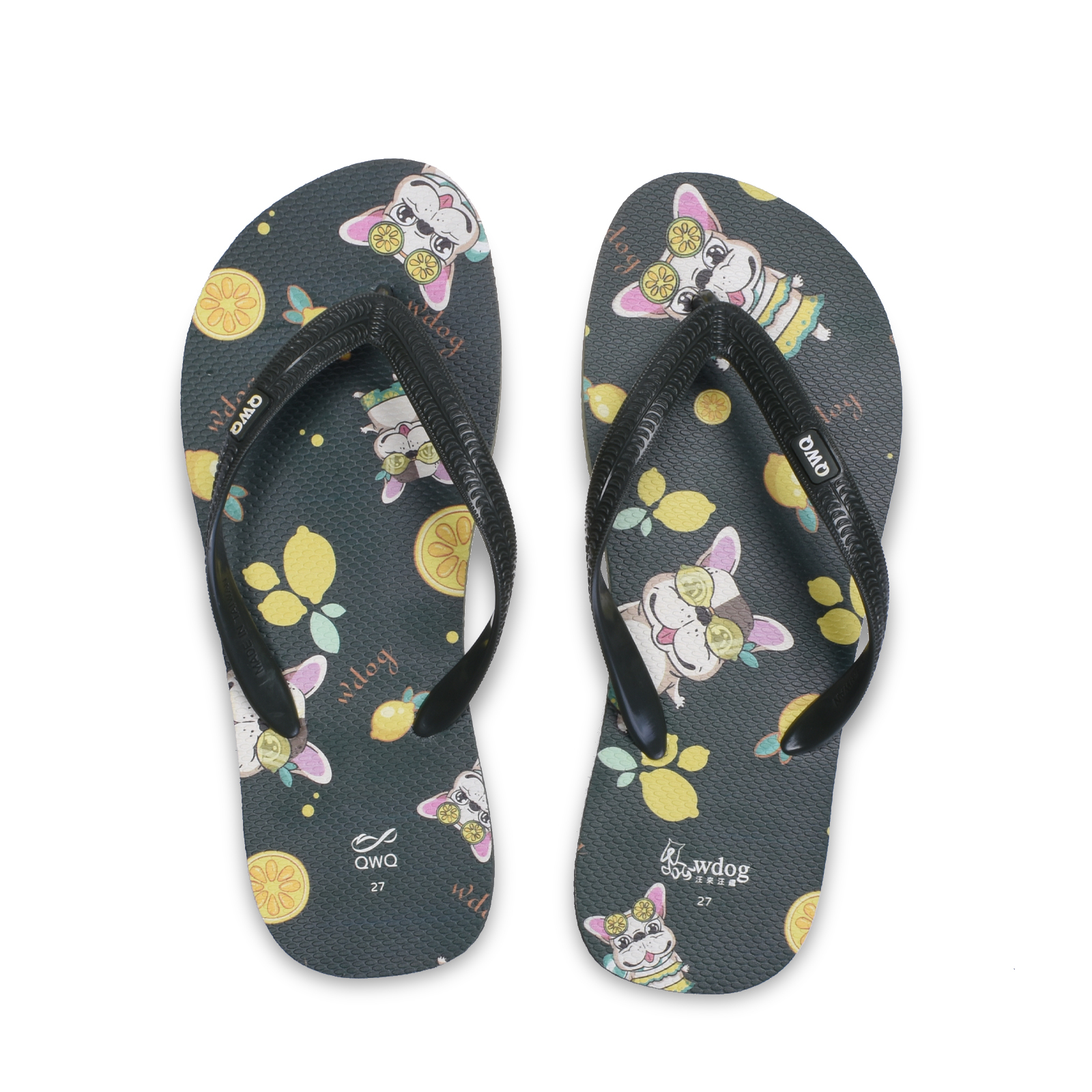 汪來汪趣 小檸檬 男款粗帶人字夾腳拖鞋 綠色