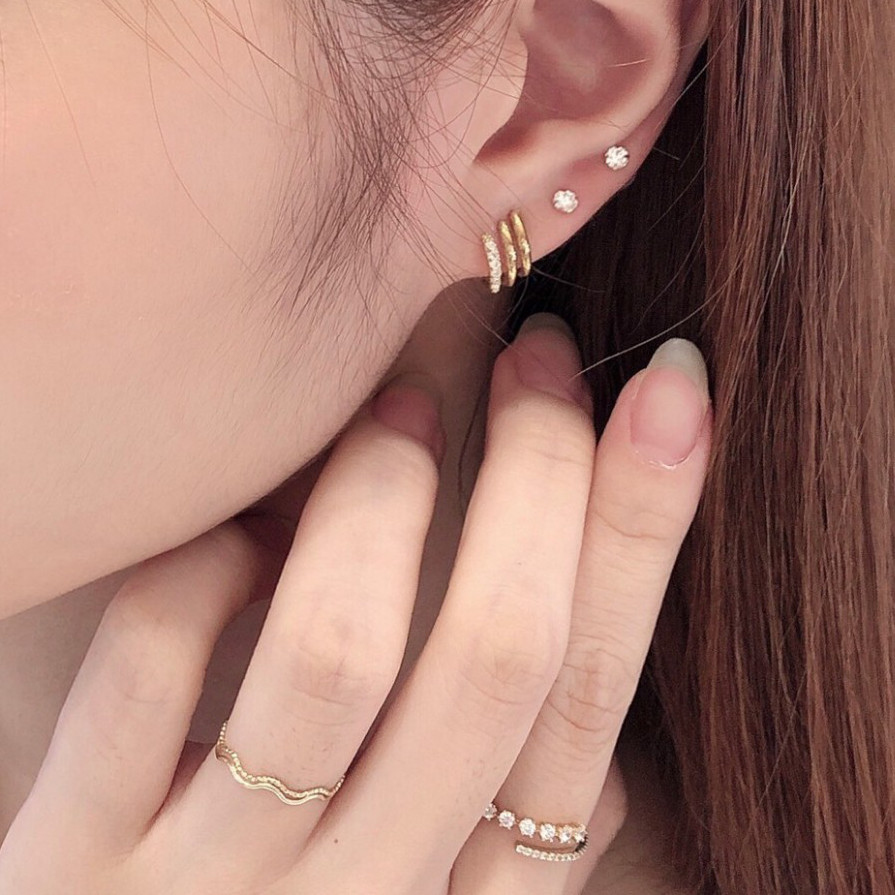 10K/個性線條耳飾