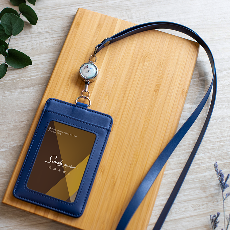 真皮i好戴伸縮識卡套組/精緻迷你拉環/波斯貓