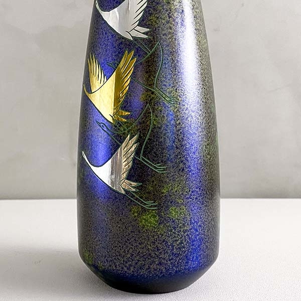 【高岡銅器】蓬萊彫金祥鶴 銅花瓶