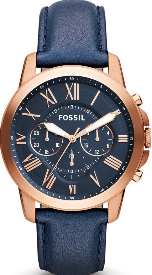 萬年鐘錶 - Fossil  三眼計時皮革男錶 FS4835 錶徑43MM