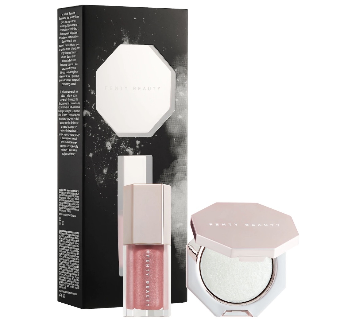 Fenty Beauty Diamond Bomb Baby Mini Lip Gloss And Highlighter Set