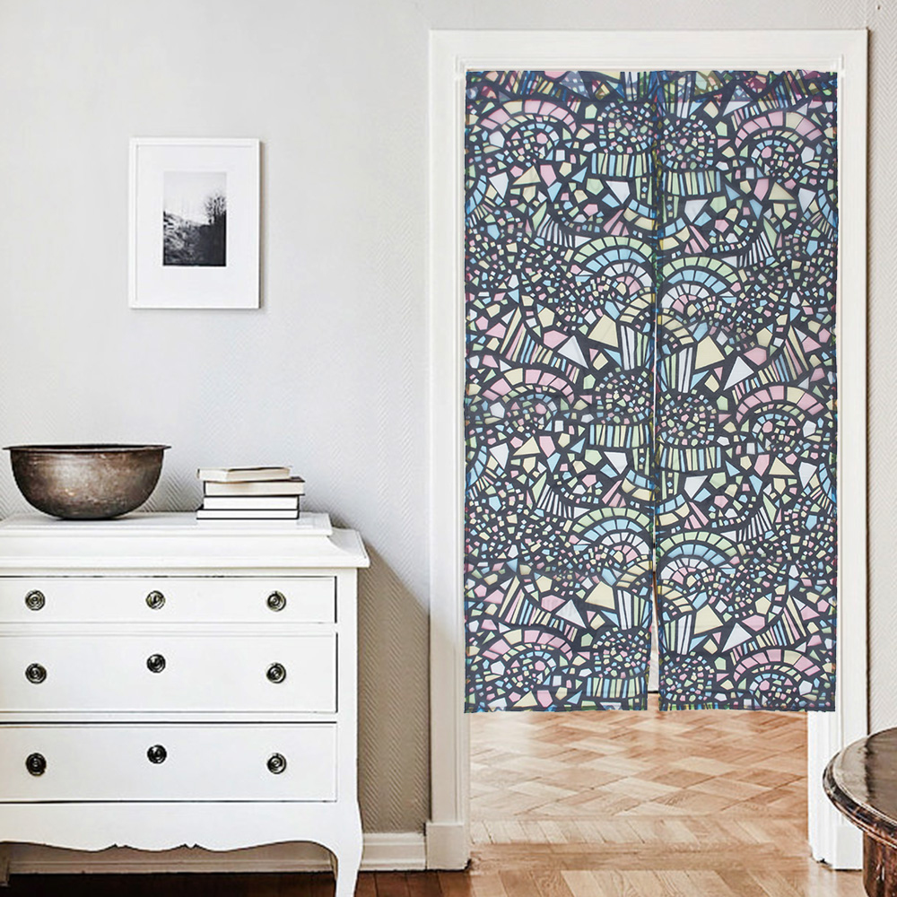 HONE柔光花紗長門簾(85x150cm)_彩繪黑