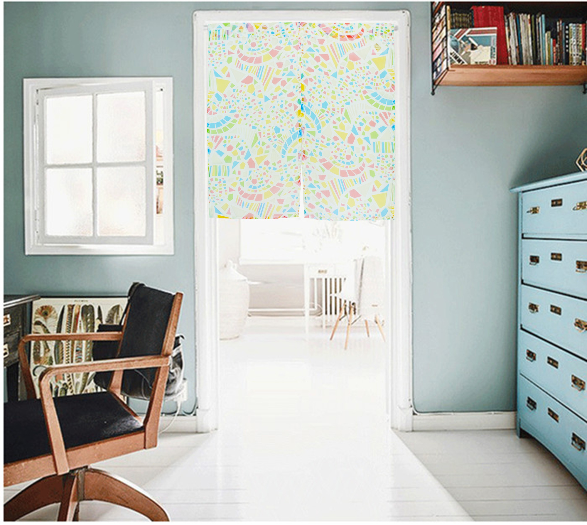 HONE柔光花紗中門簾(85x90cm)_彩繪紅