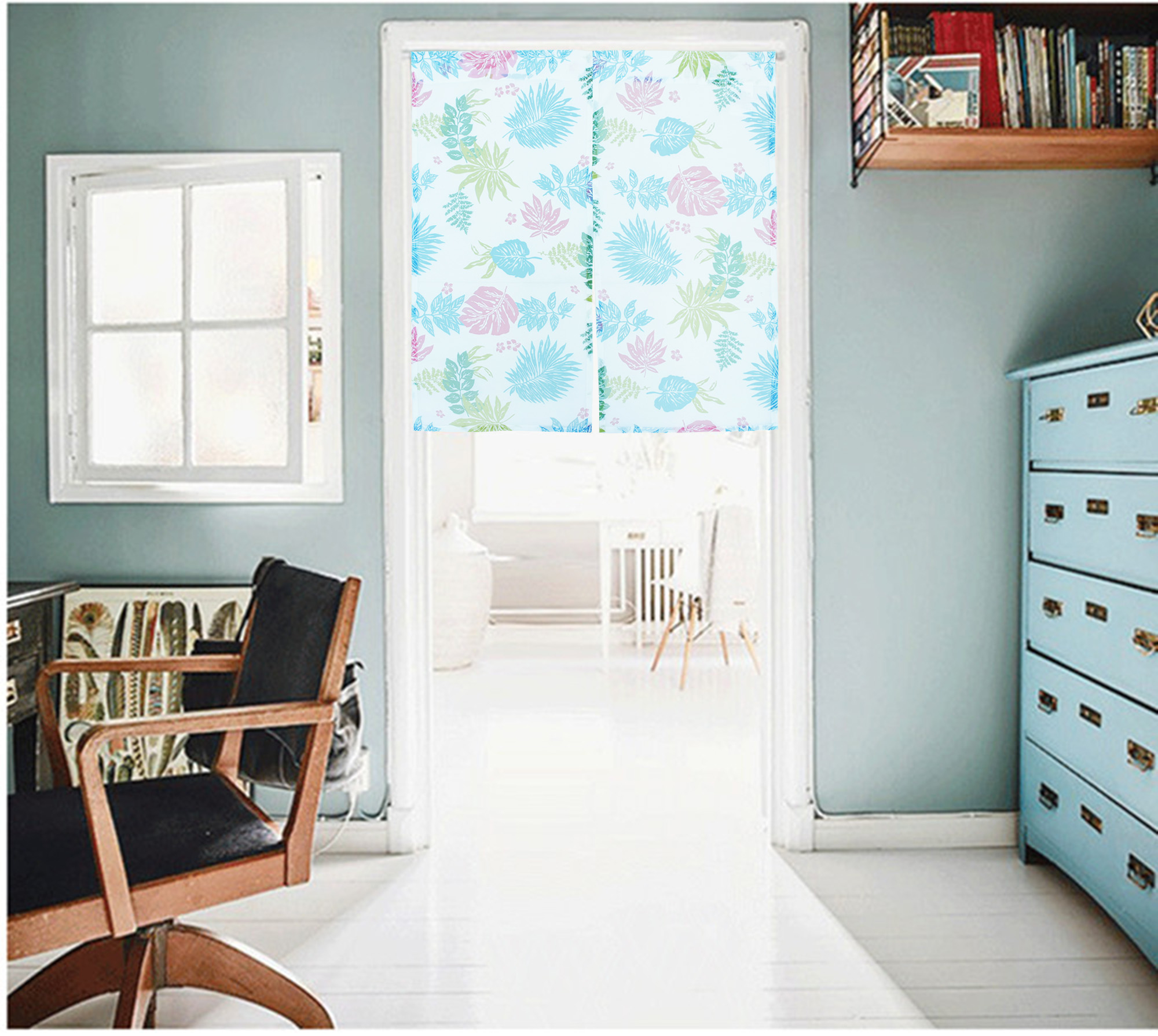 HONE柔光花紗中門簾(85x90cm)_彩葉