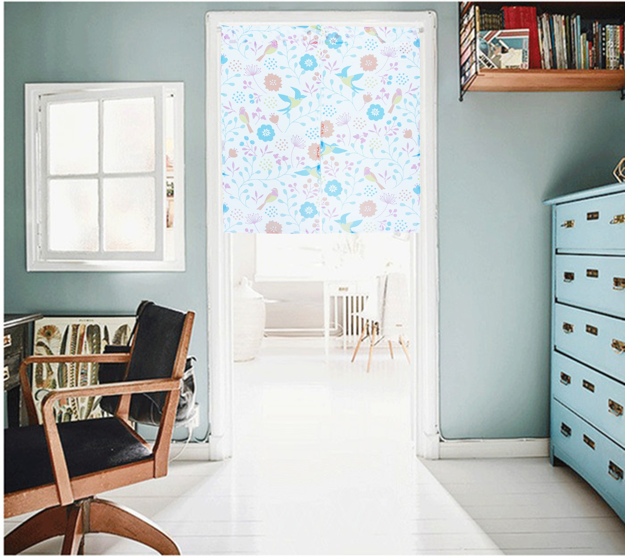 HONE柔光花紗中門簾(85x90cm)_花鳥