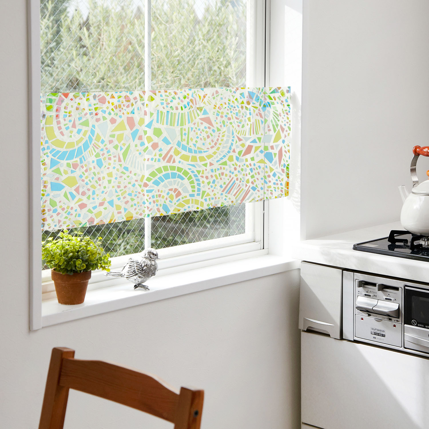 HONE柔光花紗咖啡簾(105x45cm)_彩繪紅