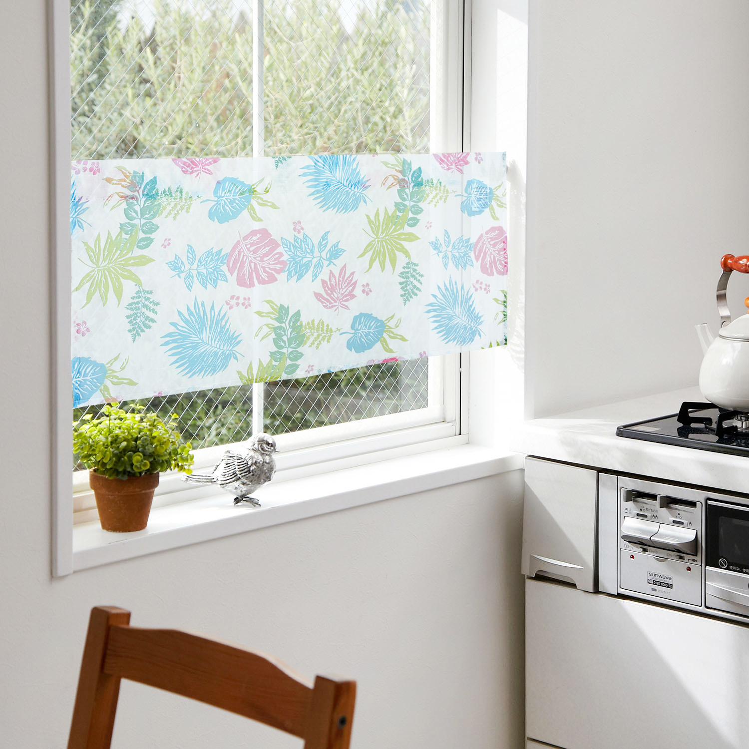 HONE柔光花紗咖啡簾(105x45cm)_彩葉