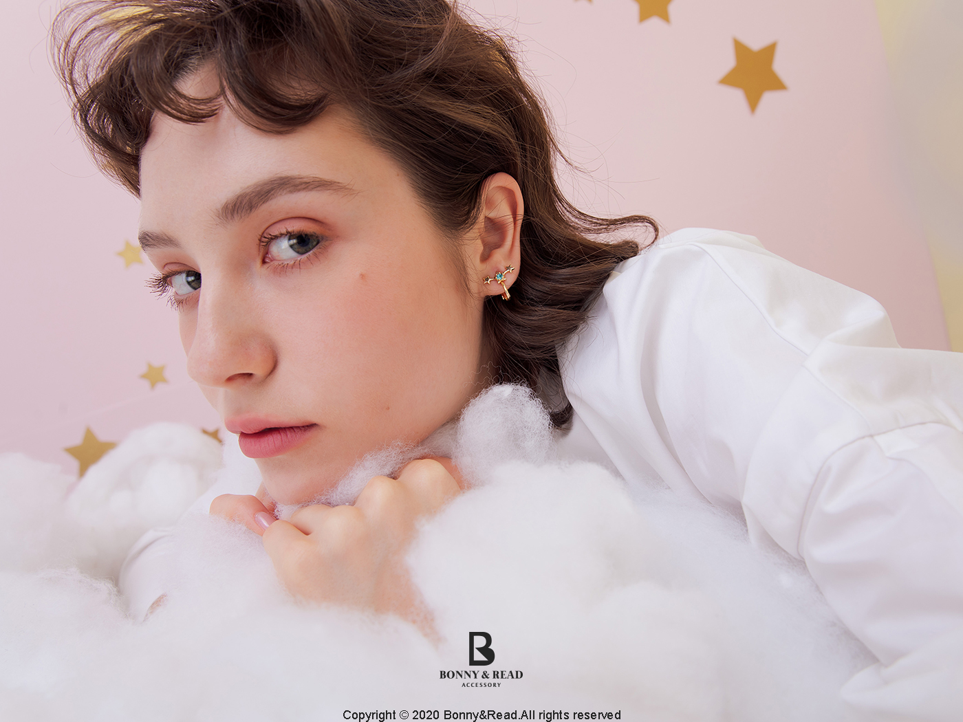 雙子星 三麗鷗 施華洛世奇水晶 夾式耳環 kikilala