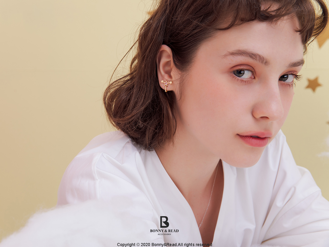 雙子星 三麗鷗 施華洛世奇水晶 夾式耳環 kikilala