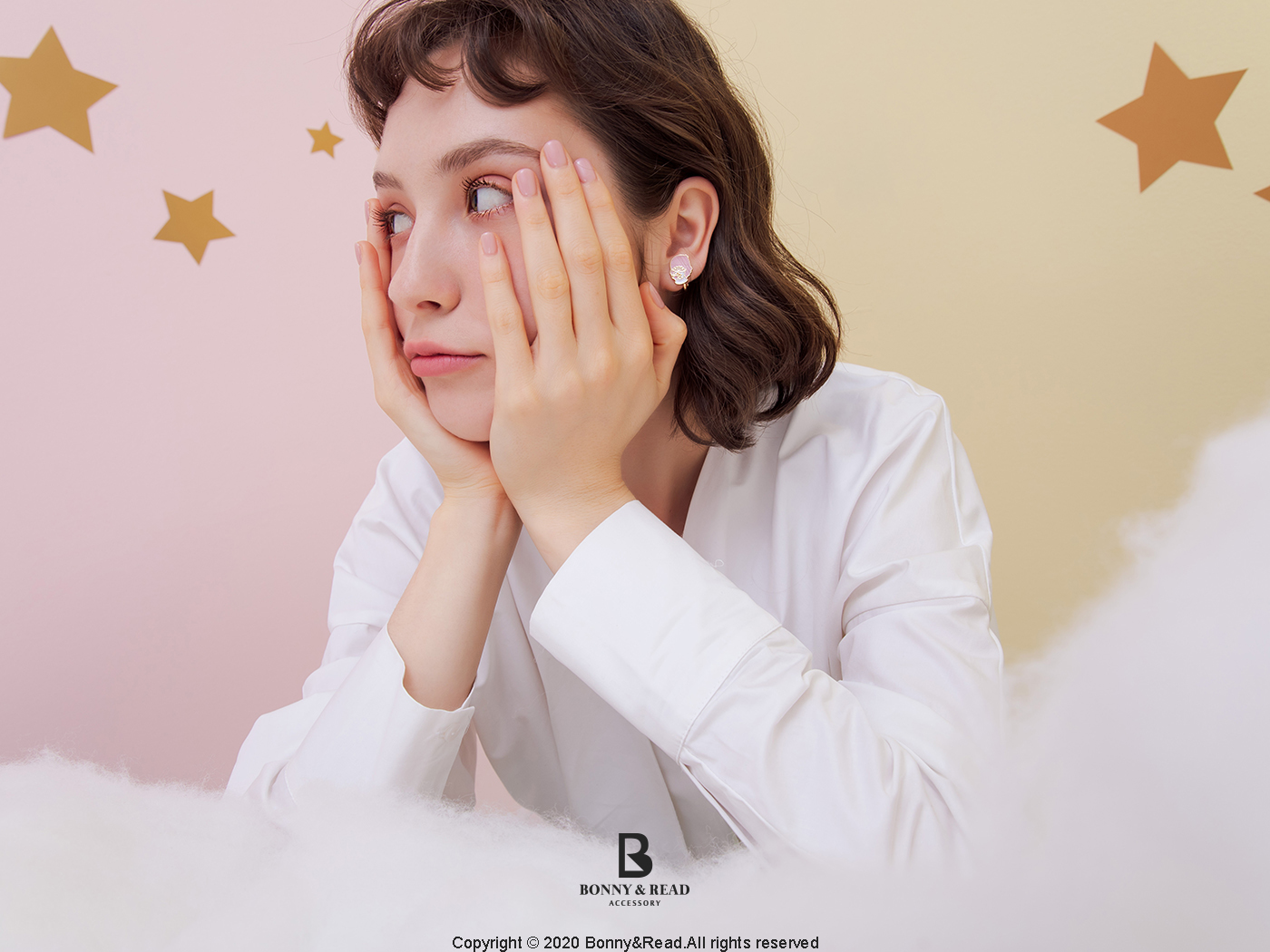 雙子星 三麗鷗 施華洛世奇水晶 夾式耳環 kikilala