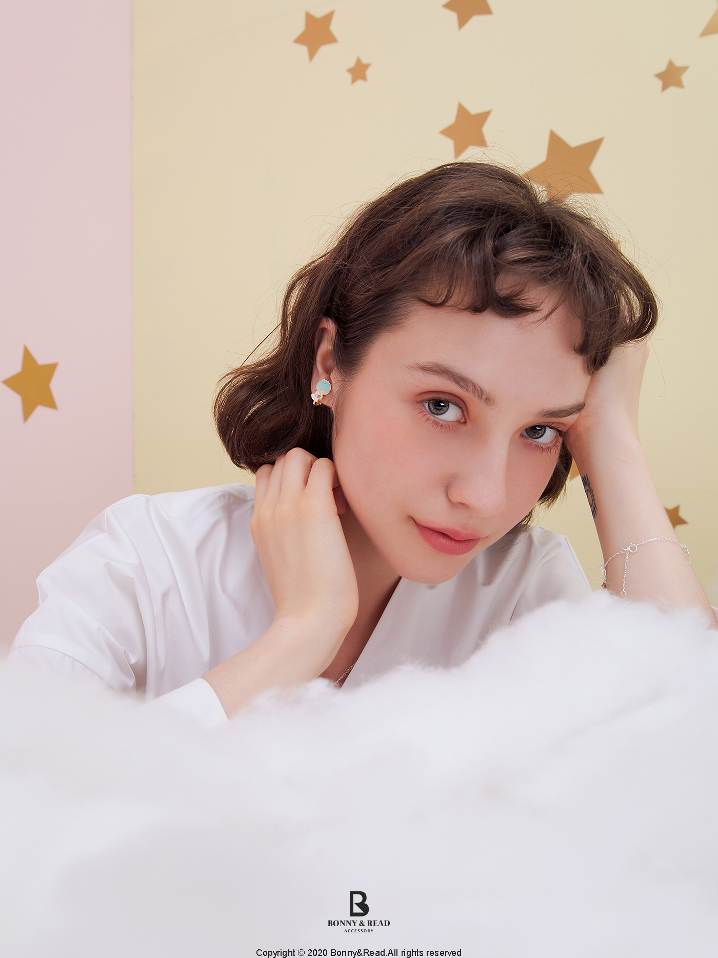 雙子星 三麗鷗 施華洛世奇水晶 夾式耳環 kikilala